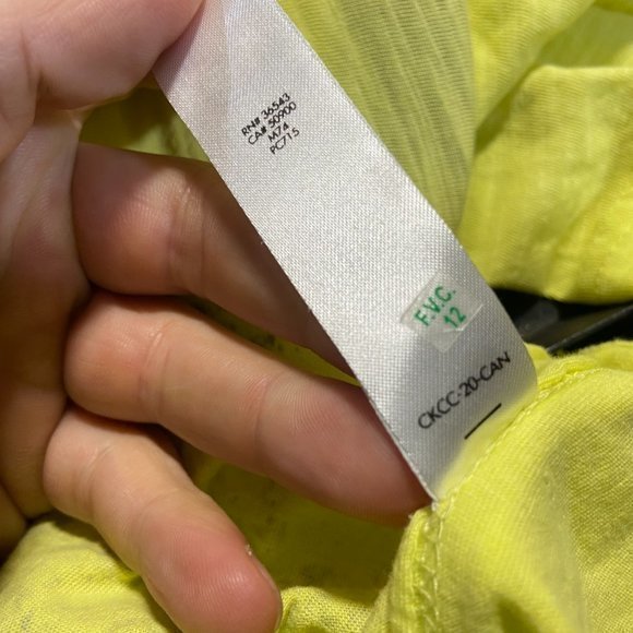 Calvin Klein Wide V Neck T Shirt Yellow - Picture 5 of 5